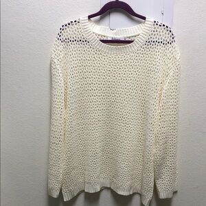 Ivory Open Weave Knit Sweater